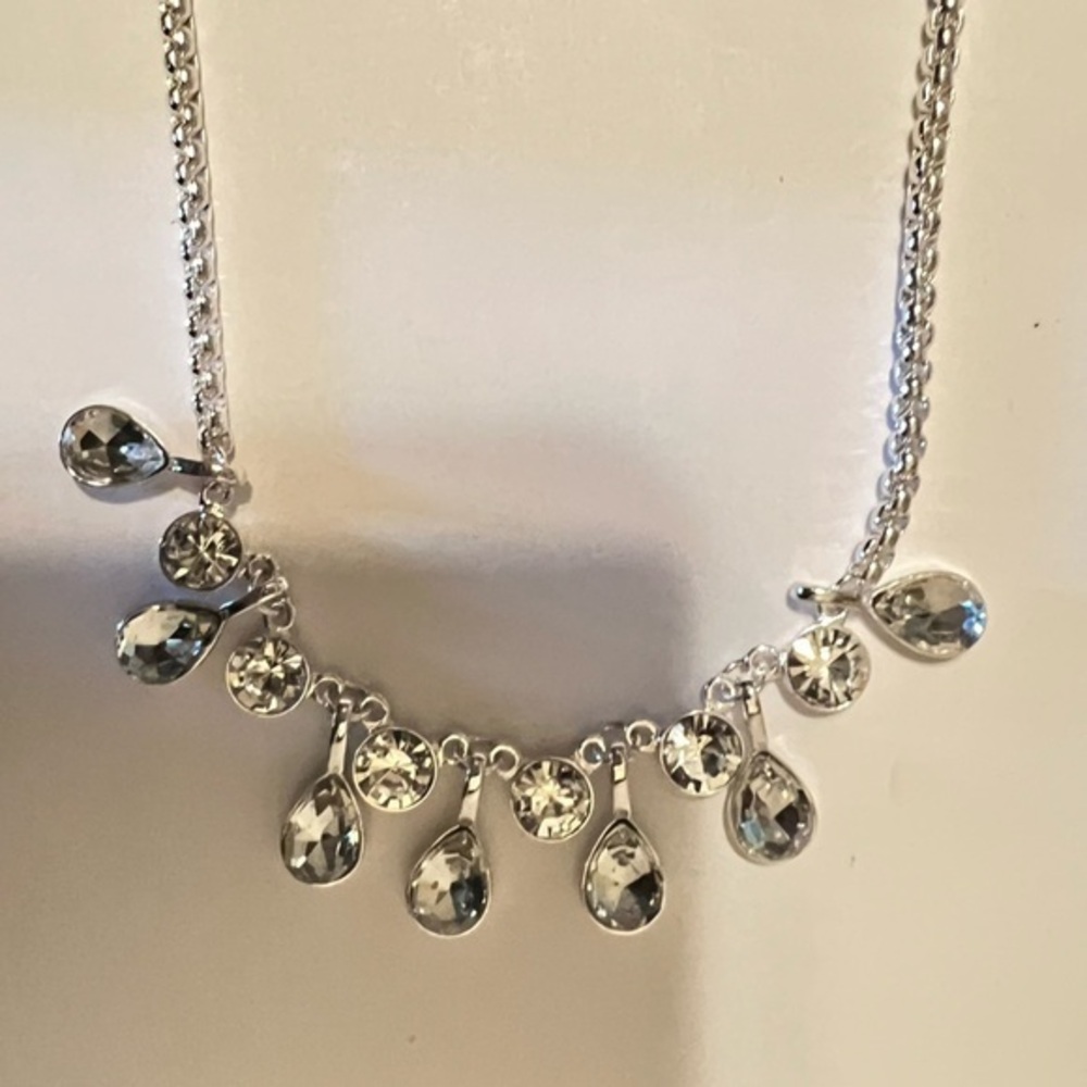 Nordstrom Chunky BOHO Silver Statement Necklace with Crystal Accents::NWT::